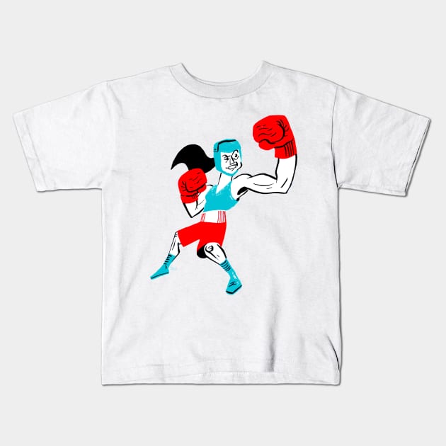 Woman Boxer Kids T-Shirt by CoolCharacters